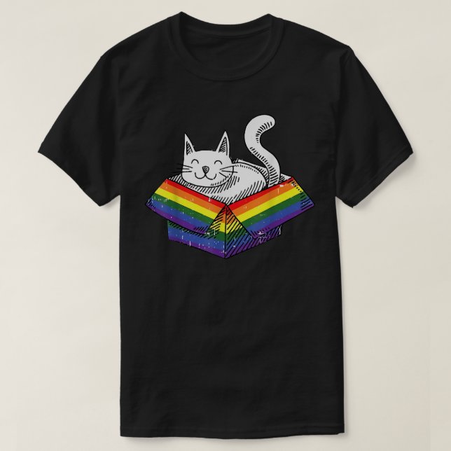 Camiseta Gay do Orgulho Arco-Íris Gatinho de Gatinhos Cueca (Frente do Design)