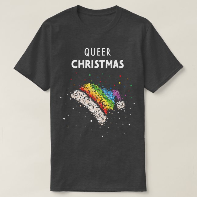 Camiseta Gay do Orgulho LGBTQ de Santa Hat de Natal (Frente do Design)
