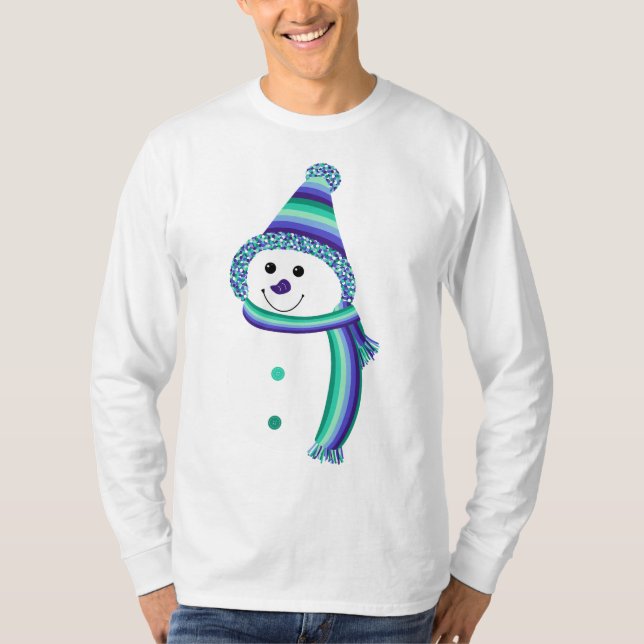 Camiseta Gay do Orgulho Masculino Snowman Snowman Verde Azu (Frente)