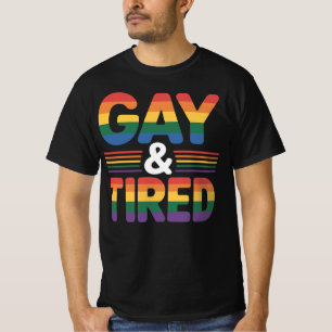 Camiseta Gay e Cansado Lgbtqia Estética Retro Lesbiana Orgu
