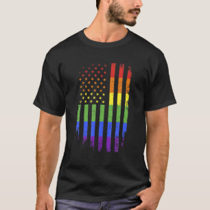 Camiseta Gay e Orgulho Lésbico Mês Suportam Rainbow US Am