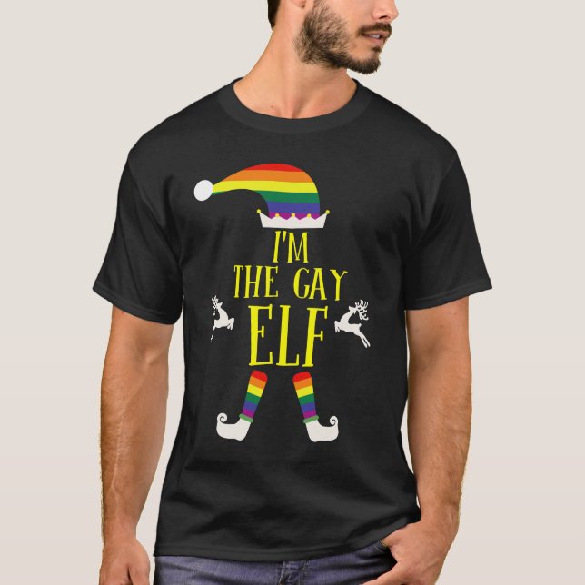 Camiseta Gay engraçado do t-shirt do Natal LGBT do grupo do (Frente)
