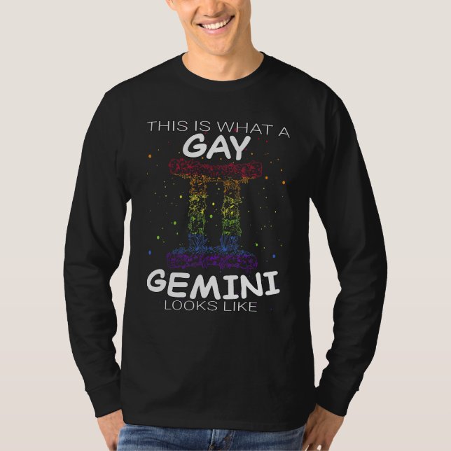 Camiseta Gay Gemini Zodiac Lgbtq Orgulho gay Lgbt Prior App (Frente)
