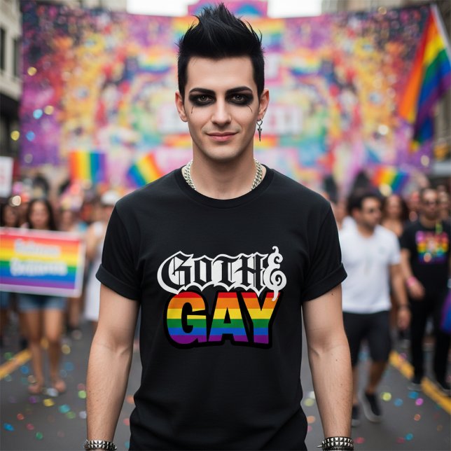 Camiseta Gay Goth (Gay Goth T-Shirt by Ricaso. For the dark moody but rainbow gothic - ideal for pride parades )