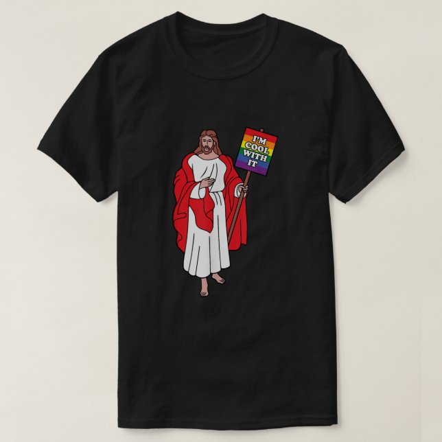 Camiseta Gay Jesus Diz Que Estou Legal Com Ele Gay Christia (Frente do Design)