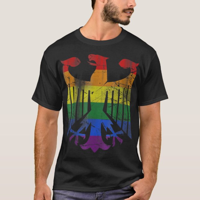 Camiseta Gay LGBT alemão Sinalizador do orgulho lésbico Águ (Frente)