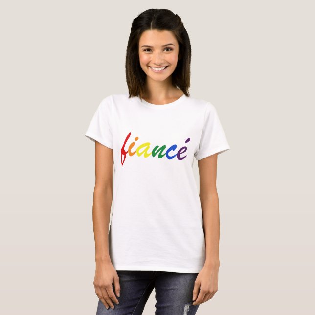 Camiseta Gay LGBT Orgulho LGBT Texto Arco-Íris de Casamento (Frente Completa)