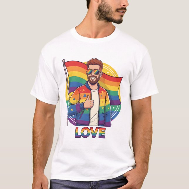 Camiseta Gay LOVE T-Shirt | Gay Pride Shirt for Men | LGBTQ (Frente)