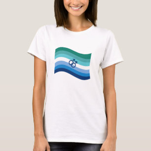 Camiseta Gay Male Love Pride Azure Wavy Flag