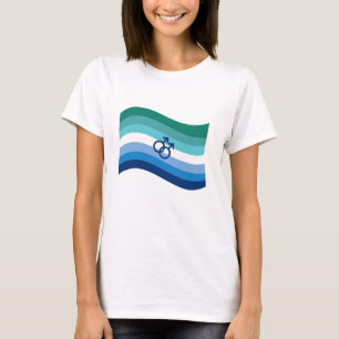 Camiseta Gay Male Love Pride Azure Wavy Flag
