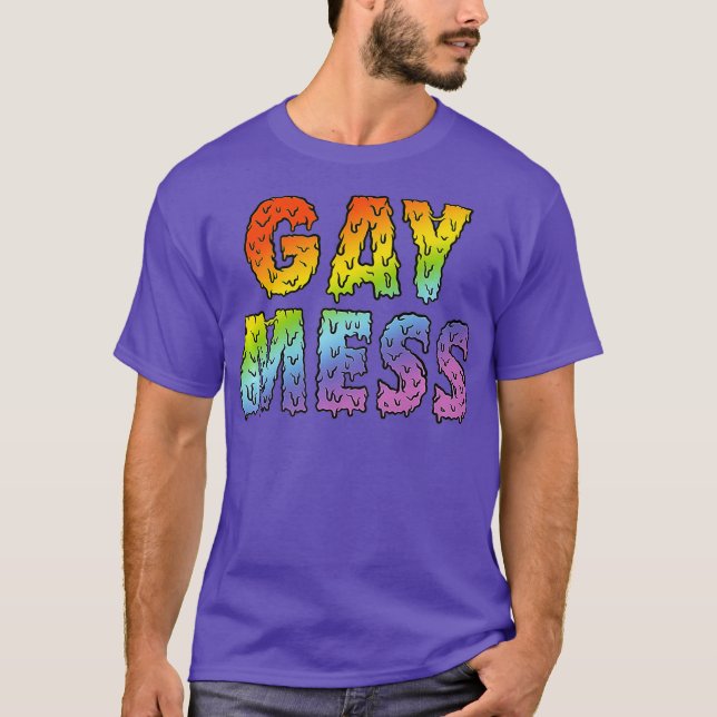 Camiseta Gay Mess Rainbow Engraçada Rainha Orgulho Premium (Frente)