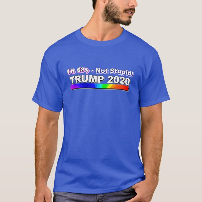 Camiseta Gay não estúpido - Trump Pro - Azul (Frente)