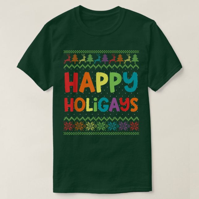 Camiseta Gay Natal Engraçado Holigays Felizes LGBT Felizes  (Frente do Design)