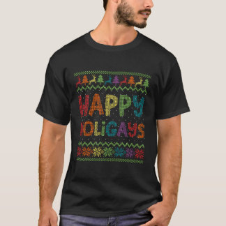 Camiseta Gay Natal Engraçado Lgbt Feliz Holigays Rainbow Pa