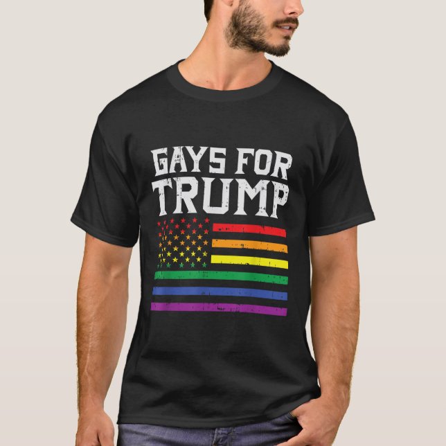Camiseta Gay Para Trump Usa Flag Pro Reelecionar O Donald 2 (Frente)