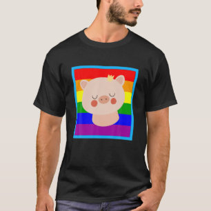 Camiseta Gay Pig With Crown LGBT Stuff Teens Princess Rainb
