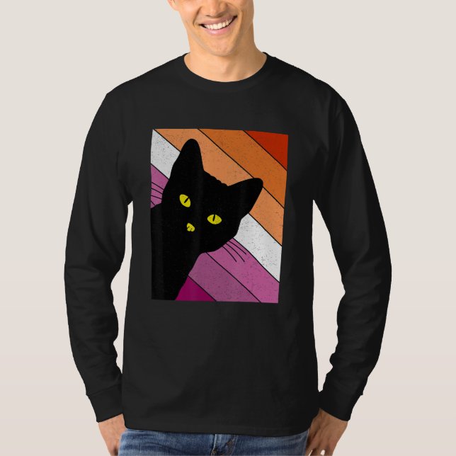 Camiseta Gay Pride Cat Lesbian Rainbow Flag LGBTQ Cat Mom C (Frente)