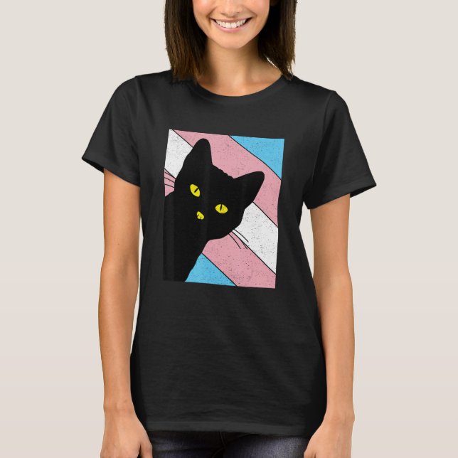 Camiseta Gay Pride Cat Transgender Rainbow Flag LGBTQ Cat M (Frente)