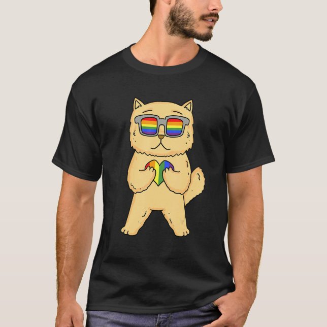 Camiseta Gay Pride LGBT Rainbow - Cat Breed Persian - LGBT  (Frente)