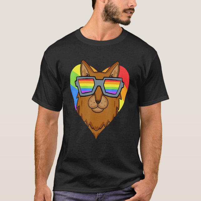 Camiseta Gay Pride LGBT Rainbow - Cat Breed Somali - LGBT H (Frente)