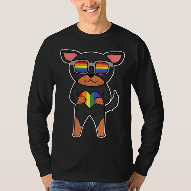 Camiseta Gay Pride LGBT Rainbow  Dog Breed Lancashire  LGBT (Frente)