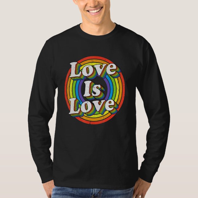 Camiseta Gay Pride Love Is Love LGBTQ Rainbow LGBT Flag Pri (Frente)
