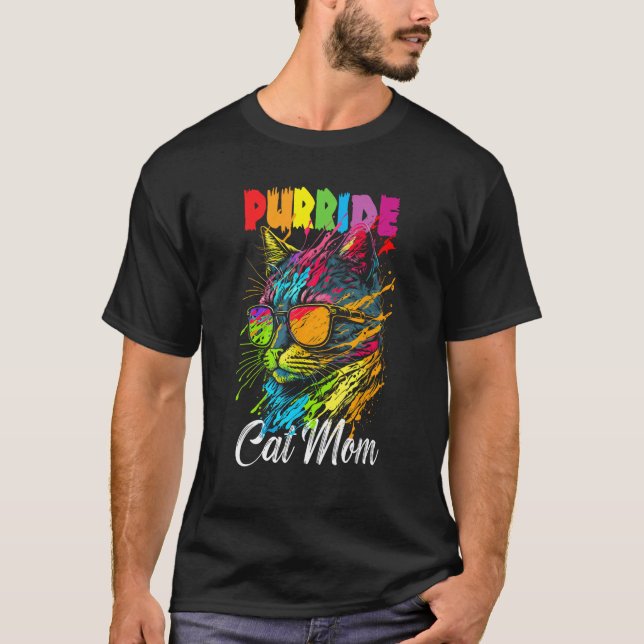 Camiseta Gay Pride Purride Cat Mother LGBT Pride Month Cute (Frente)