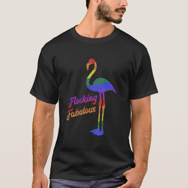 Camiseta Gay Pride Rainbow Flamingo Lgbt Pride Tee (Frente)
