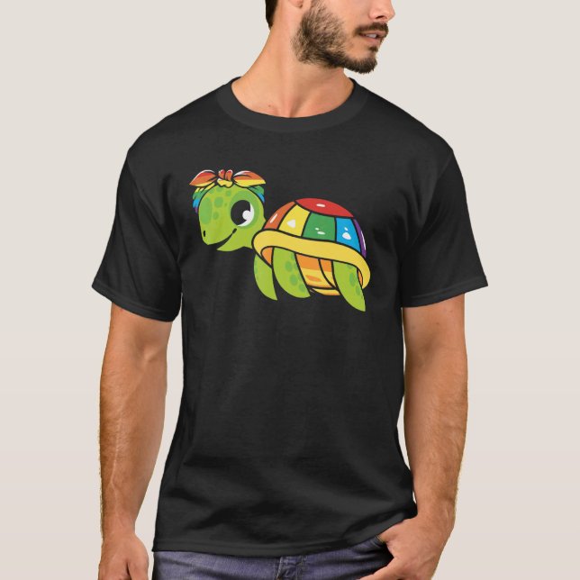 Camiseta Gay Pride Turtle LGBT Q Cute Animal Rainbow Pride  (Frente)