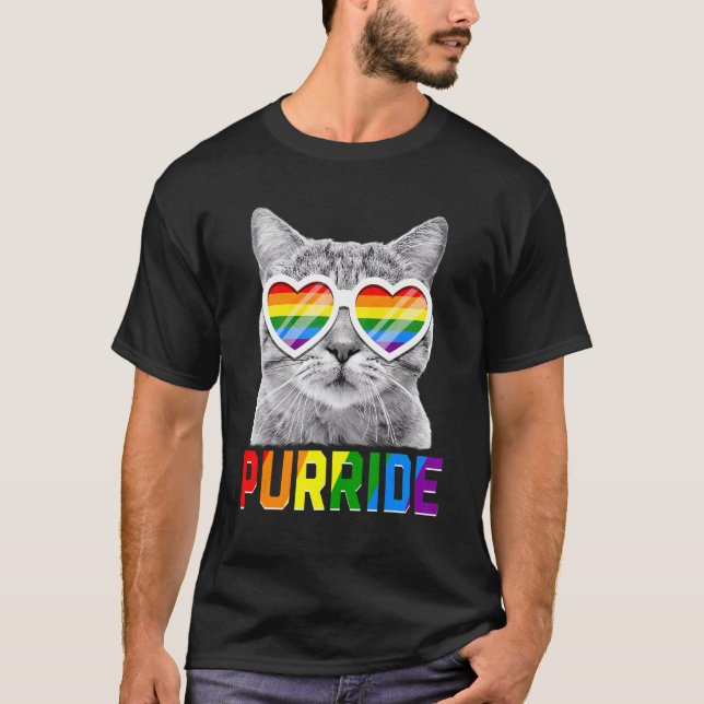 Camiseta Gay Purride Men Lgbb Cat Pai Cat Mãe Purride (Frente)