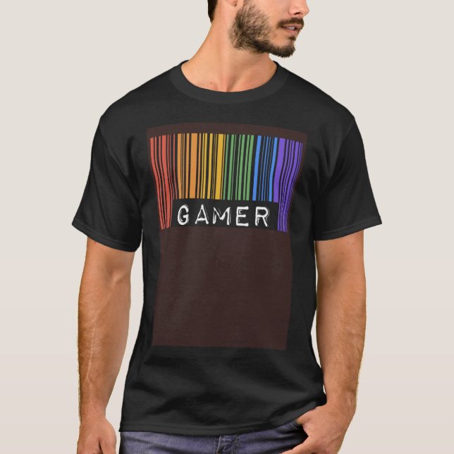 Camiseta Gay Queer Barcode Gamer Videos games Aestheti (Frente)