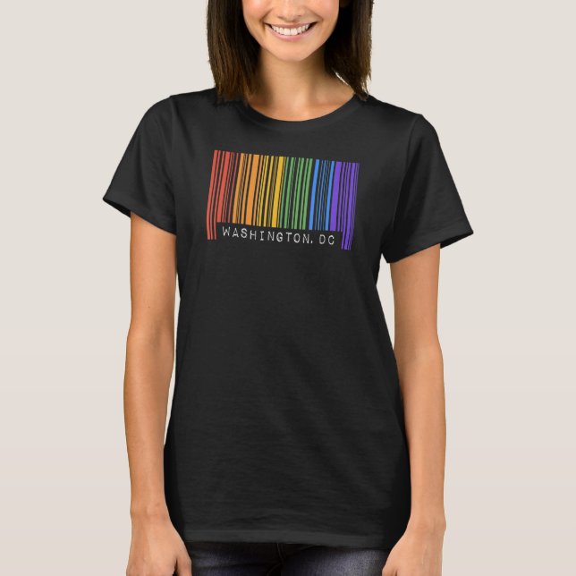 Camiseta Gay Queer Barcode Pride Washington Dc Aestic Lg (Frente)