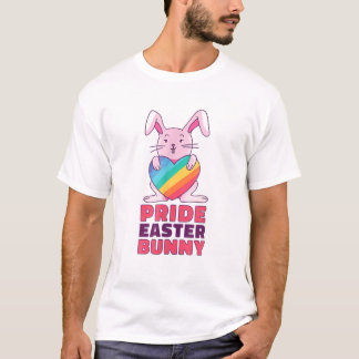 Camiseta Gay Rainbow Design Bunny Para Páscoa De Orgulho Co