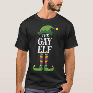 Camiseta Gay Rainbow Elf Correspondente Família Grupo Natal