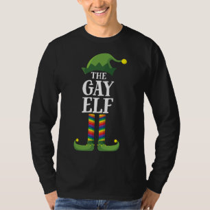 Camiseta Gay Rainbow Elf Correspondente Família Grupo Natal