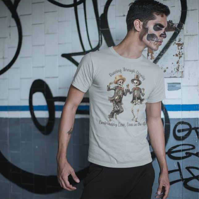 Camiseta 🌈 Gay Romance Dançando Através 💀 Eternidade (Criador carregado)