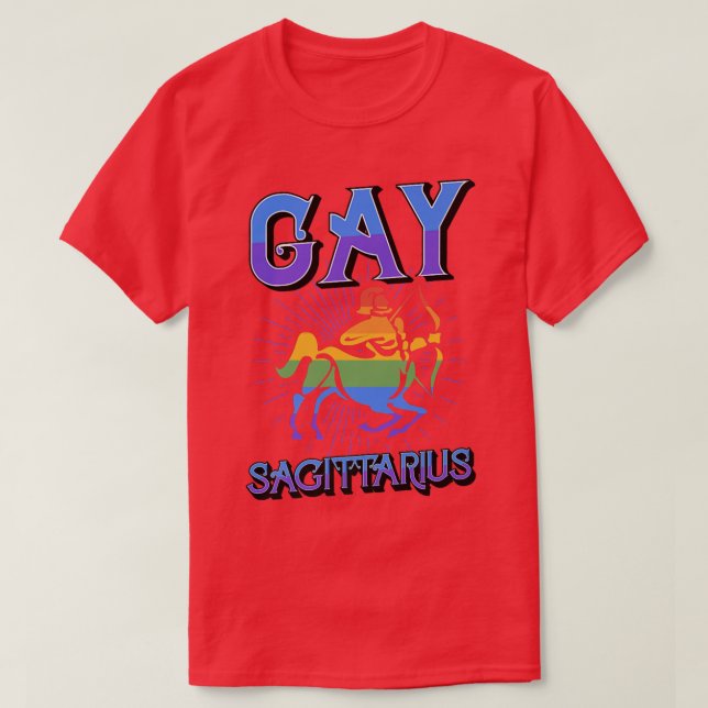 Camiseta Gay Sagitário Símbolo Zodíaco Aniversário Horoscóp (Frente do Design)
