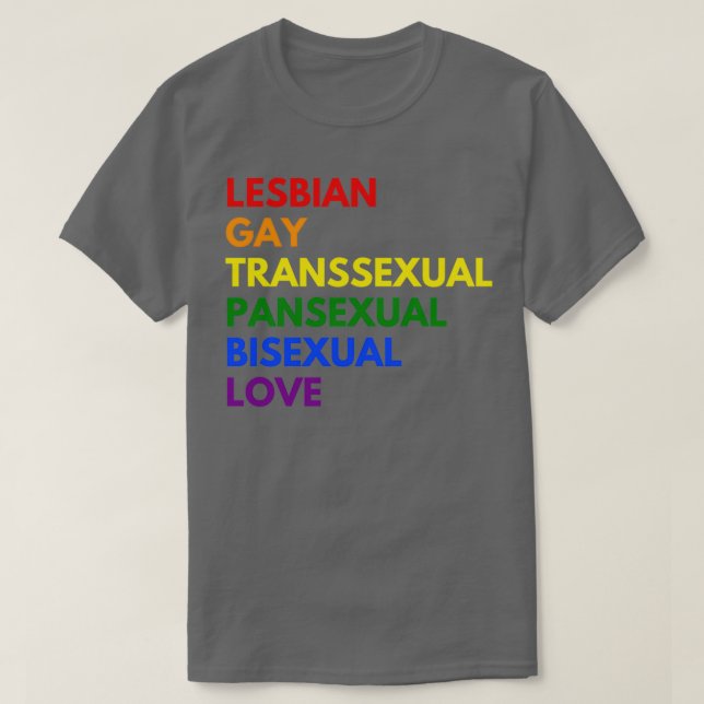 Camiseta gay transexual transexual, lésbica, amor bissexual (Frente do Design)