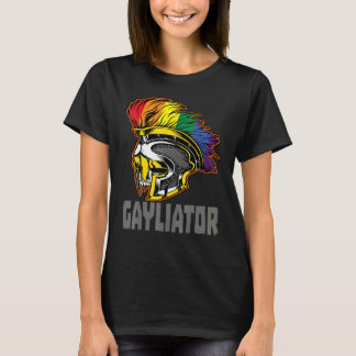 Camiseta Gayliator Sword Fighter Helmet with Rainbow Feathe