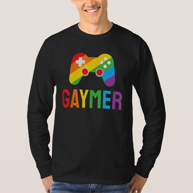 Camiseta Gaymer Funny Gaming Lover LGBTQ+ Gay Gamer Rainbow (Frente)