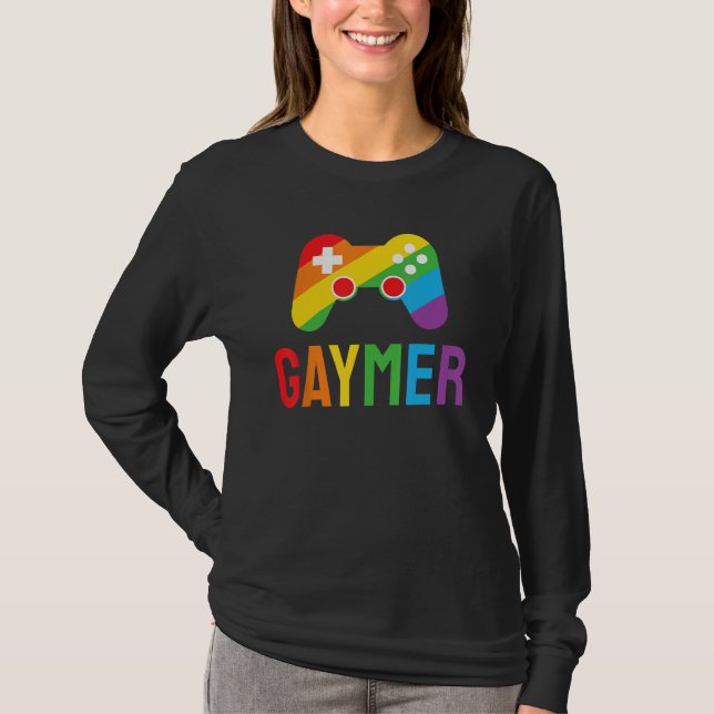 Camiseta Gaymer Funny Gaming Lover LGBTQ+ Gay Gamer Rainbow (Frente)