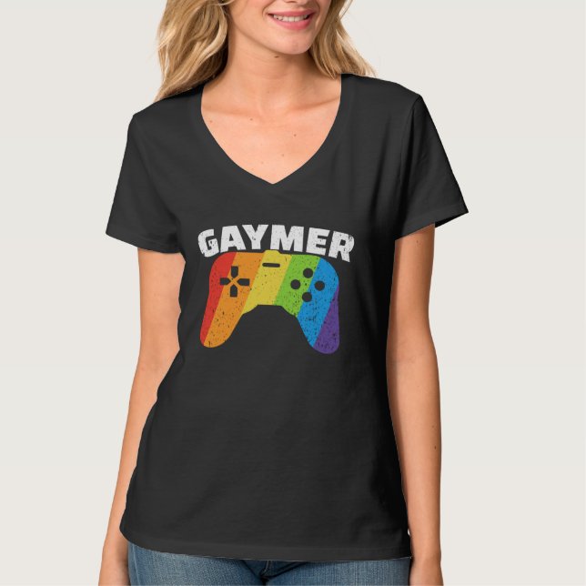Camiseta GayMer Gay Flag In Controler LGBT Gay transgender  (Frente)