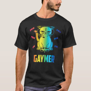 Camiseta Gaymer Lgbt Gato Mês do Orgulho Gai Lésbica Jogado