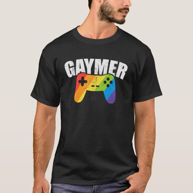 Camiseta Gaymer LGBTQ Arvore Sinalizador Arco-Íris Vídeo Jo (Frente)