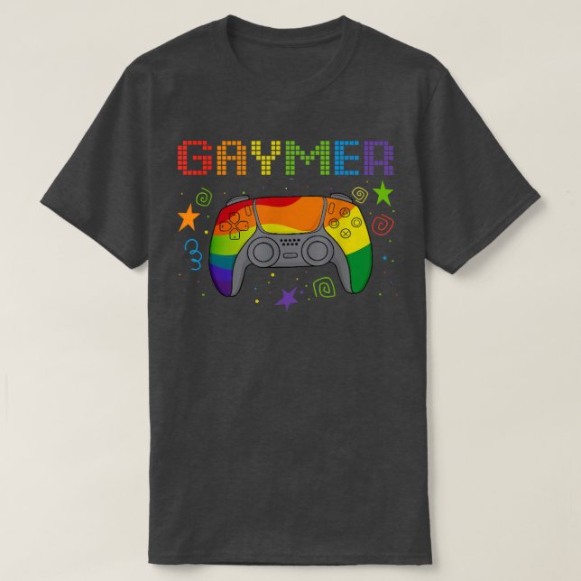 Camiseta Gaymer Orgulho gay Mês Rainbow Gamer Gamepad LGBTQ (Frente do Design)