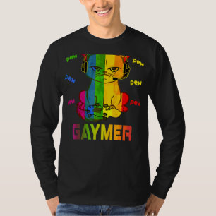 Camiseta Gaymer Purride Cat Vídeo Game Gamer Lgbtq Rainbow