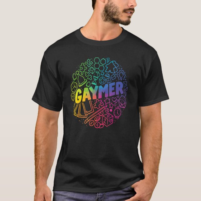 Camiseta Gaymer Rainbow Board Game Bits (Frente)