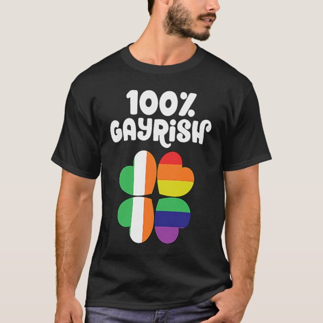 Camiseta Gayrish LGBTQ Gay Pride Shamrock Lucky St Patricks (Frente)