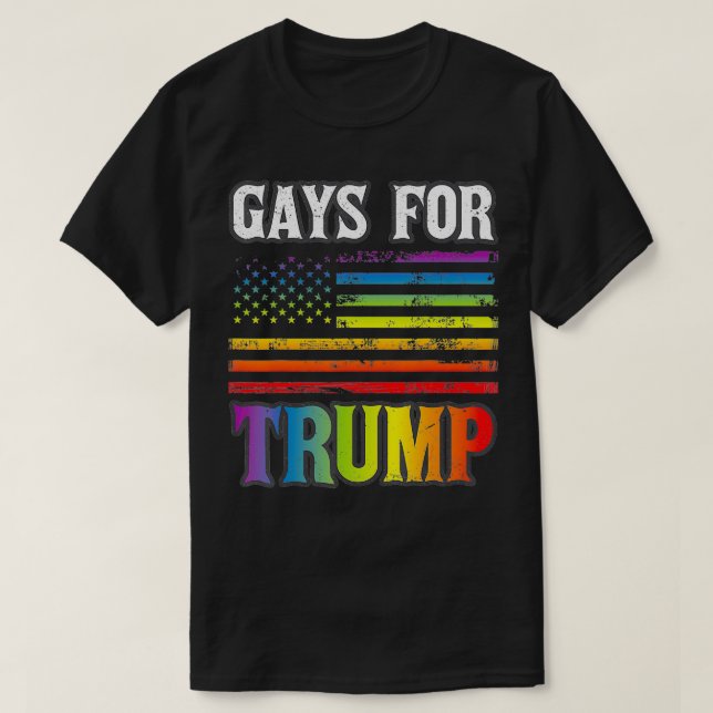 Camiseta Gays For Trump LGBT Pride Gay Rainbow Flag Vote Re (Frente do Design)