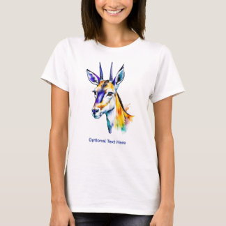 Camiseta Gazela de Aquarela com Pinta Multicolorida